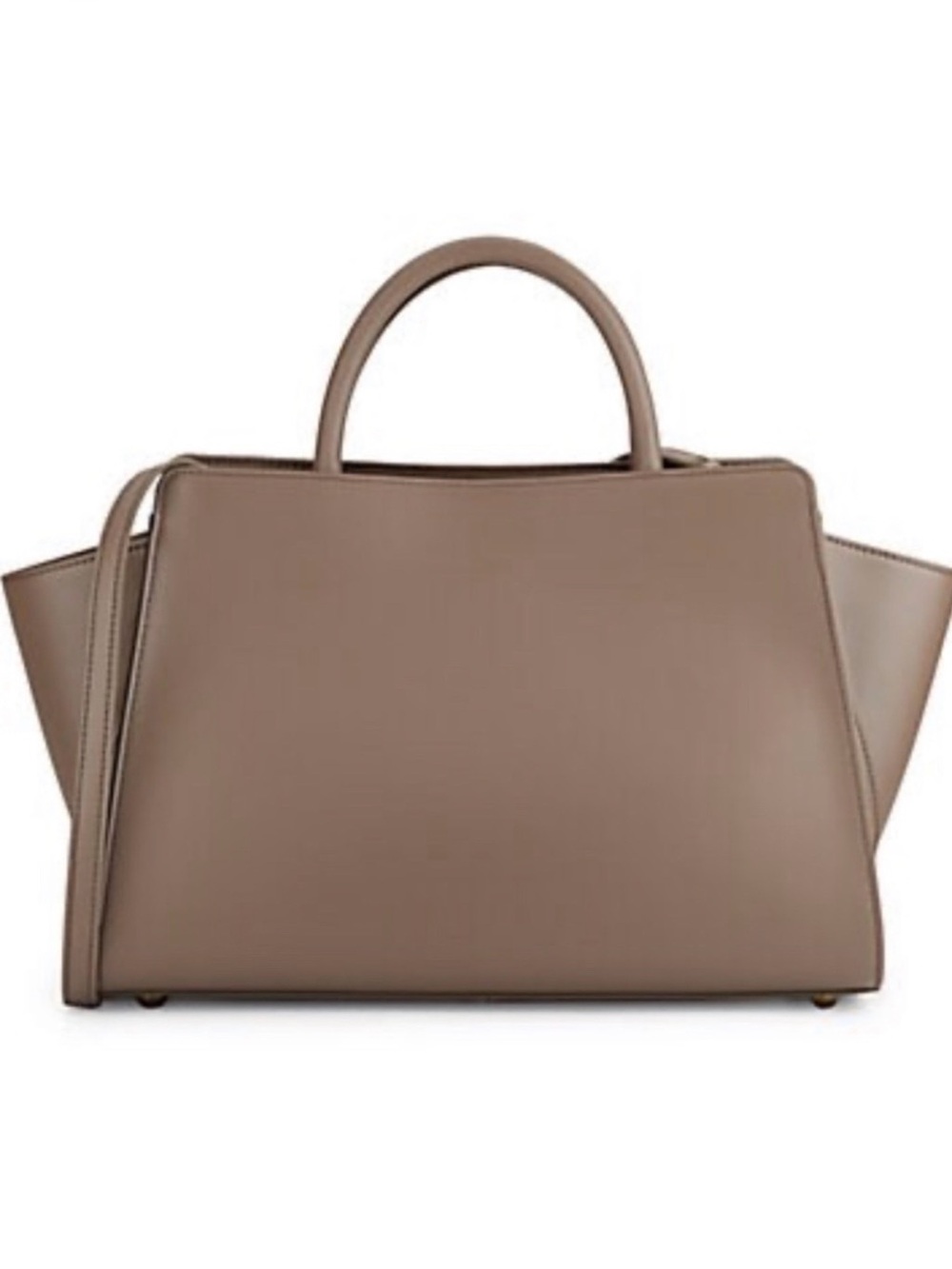 Zac Posen LARGE Taupe Structured Leather Top-Handle Satchel